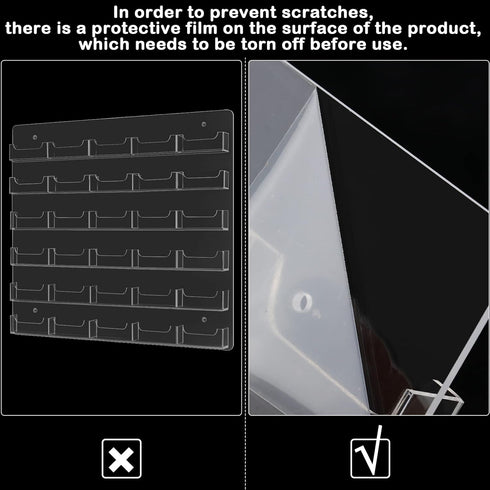 Hillban Clear Acrylic Business Card Holder Wall Mount, Multiple Card Organizing Display Rack with 30 Pockets