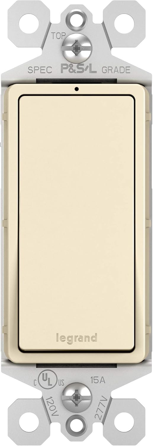 Legrand radiant TM870LASLCC10 15 Amp Rocker Wall Switch with Locator Light, Single