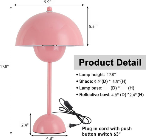 COSYLUX Modern Small Table Lamp for Bedroom, Cute Dome Shade Reflecting Light Reading Lamp for Living Room, Kid's Room