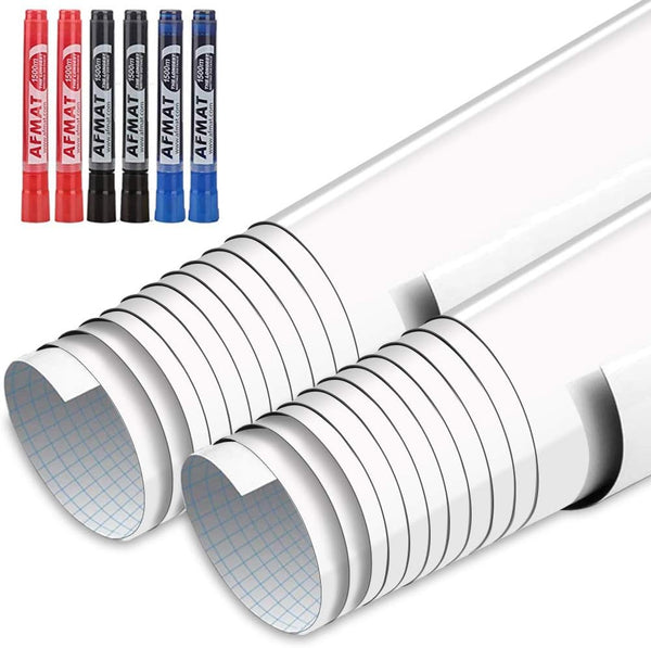 White Board Roll, 11ft Dry Erase Paper, AFMAT Wall Sticker with Adhesive Backing, 2 Rolls