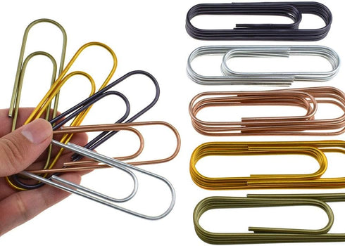 HAHIYO Extra Large Paperclips 4" (100mm), 25 Pack Sturdy Vinyl Coated in Assorted Colors
