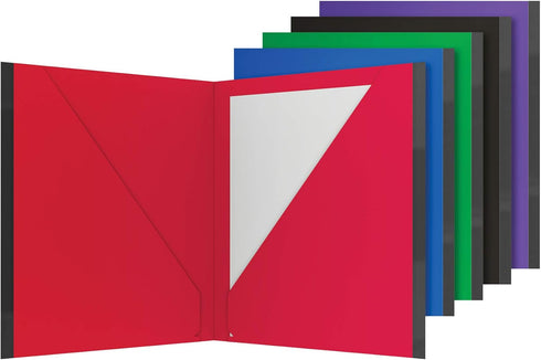 Oxford Two Pocket Plastic Folders with Reinforced Edges, Letter Size, Red, Blue, Green, Black, Purple, 5 Per Pack