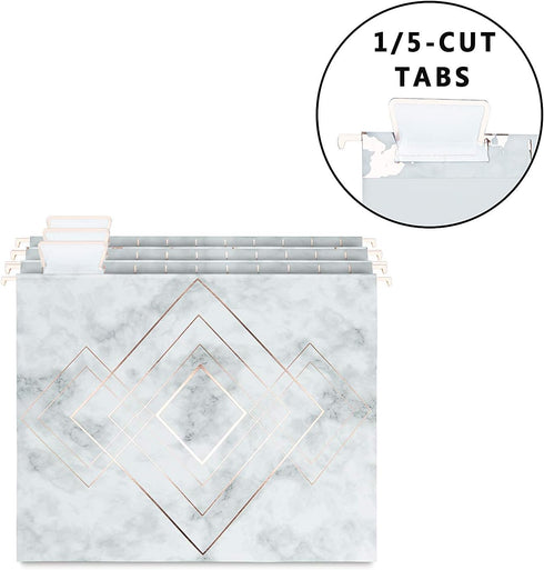 Y YOMA 12 Pack Rose Gold Hanging File Folders - Letter Size Decorative Folder Organizer with Adjustable Tabs