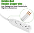3 Outlet Power Strip, Low-Profile Flat Plug Adapter - SPT-3 16AWG Power Cable Wire, 1FT, ETL Listed White