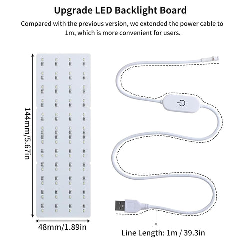 39.3in 3D Upgrade LED Backlight Board with Power Cable: PCB Light Replacement for Lighphane Photo Model DIY Printing