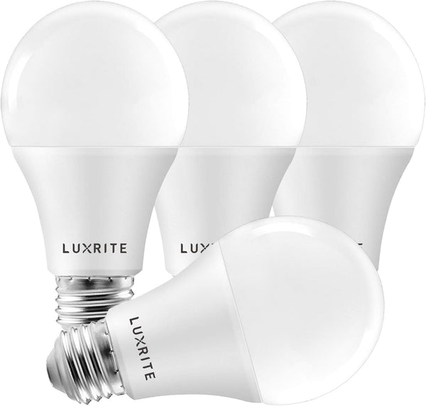 LUXRITE A19 LED Light Bulbs 100 Watt Equivalent Dimmable 2700K Warm White 1600 Lumens E26 Medium Base Indoor Outdoor (4