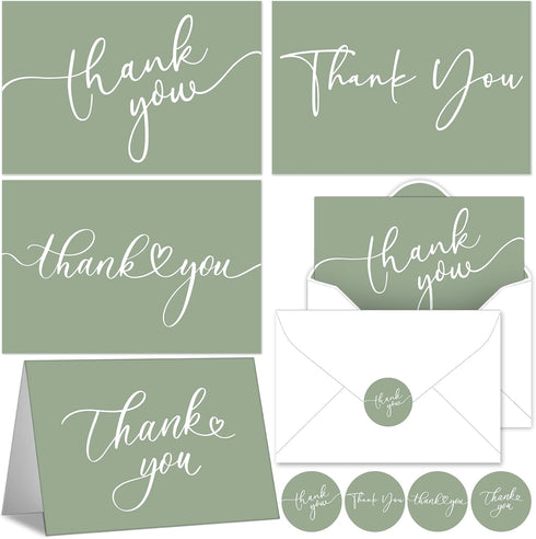 Naozinebi 100 Pack Thank You Cards with Envelopes and Stickers 6x8 Inches