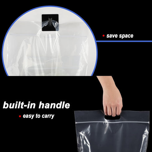 Clabby Clear Zipper Storage Bags, Expandable Bottom Plastic Bags with Carry Handle for Clothes, Food, Crafts (36 Pieces)