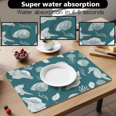 Generic 27. 6" X19. 7" Shell Conch Jellyfish Green Desk Mat Multifunctional Mouse Pad, Waterproof Office Decor Dual