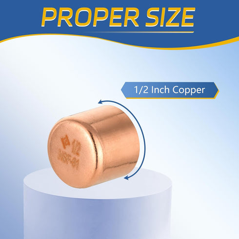 50-PACK GUOFIS 1/2 Inch C x 1/2 Inch C Copper Plug - LF Short Radius Fittings End Cap for Residential, Commercial