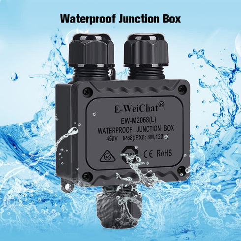Junction Box Outdoor Waterproof Electrical Box, 3 Way Plug Line Plastic External Box for Landscape Lighting