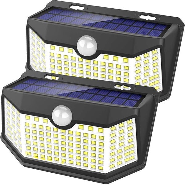 HMCITY Solar Lights Outdoor, 120 LED with Lights Reflector and 3 Lighting Modes, Motion Sensor Wall Lights, IP65