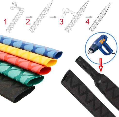 45MM X-Tube Heat Shrink Sleeve Tubing for Rod Handle, Non Slip Waterproof Insulation, 1 Meter Blue