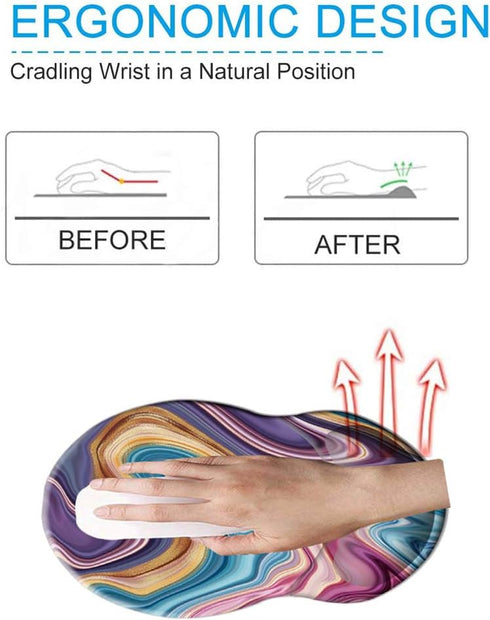 Boutilon Ergonomic Wrist Rest Support, Gaming Mouse Pad with Lycra Cloth, 8.7 x 7.5 inches, Marble Design