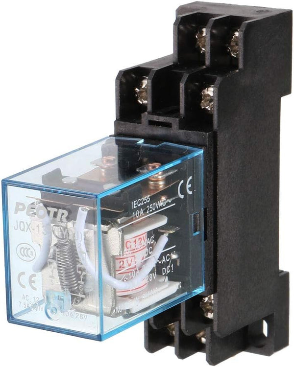 uxcell a13060500ux0313 AC 12V Coil 8 Pin Electromagnetic Power Relay with Base, Black