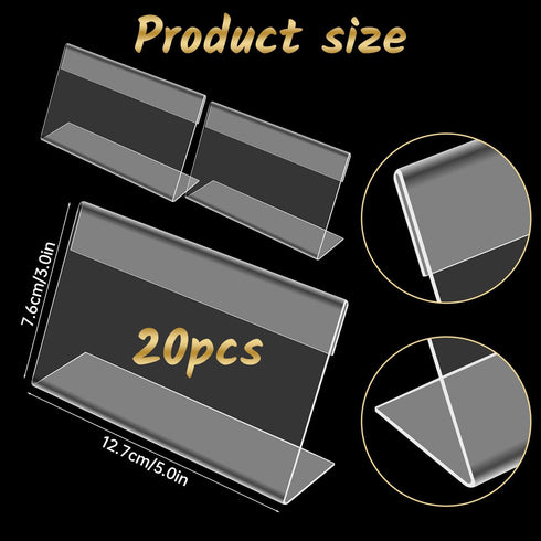 Ayuanb 20 3x5 Inch, Pcs Acrylic Sign Holder Horizontal Clear Sign Holders, L-Shape Acrylic Paper Holder, Plastic Sign