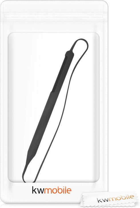 kwmobile (2. Silicone Skin Compatible with Apple Pencil Gen) - Soft Flexible Stylus Sleeve Grip Pen Holder - Black