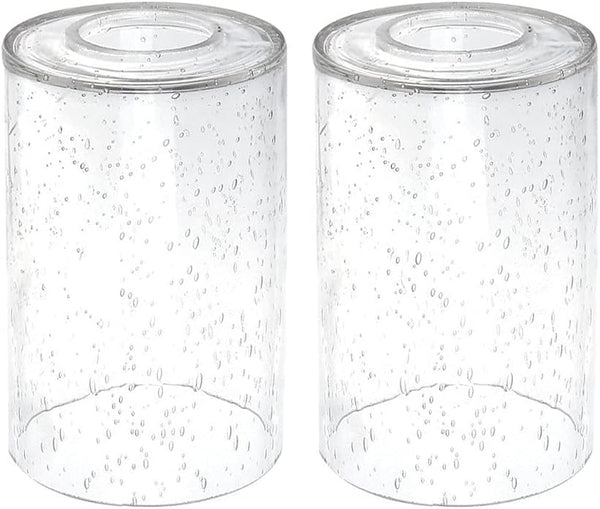 2 Pack Clear Seeded Glass Shade, Cylinder Light Fixture Replacement Globe or