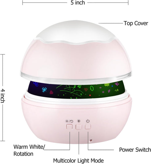 Cute Horses Projector with 10H Timer, RGBW LED Horse Night Light, 360 Rotation USB/Battery Operated Gifts for Kids