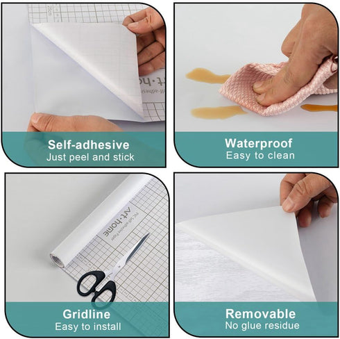 Arthome White Contact Paper, 17"x120" Peel and Stick Matte Wallpaper for Countertop, Cabinet, and Furniture Renovation