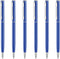 Unibene 6 Pack Glossy Blue Slim Metallic Retractable Ballpoint Pens, 1.0mm Medium Point with 6 Refills