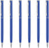 Unibene 6 Pack Glossy Blue Slim Metallic Retractable Ballpoint Pens, 1.0mm Medium Point with 6 Refills