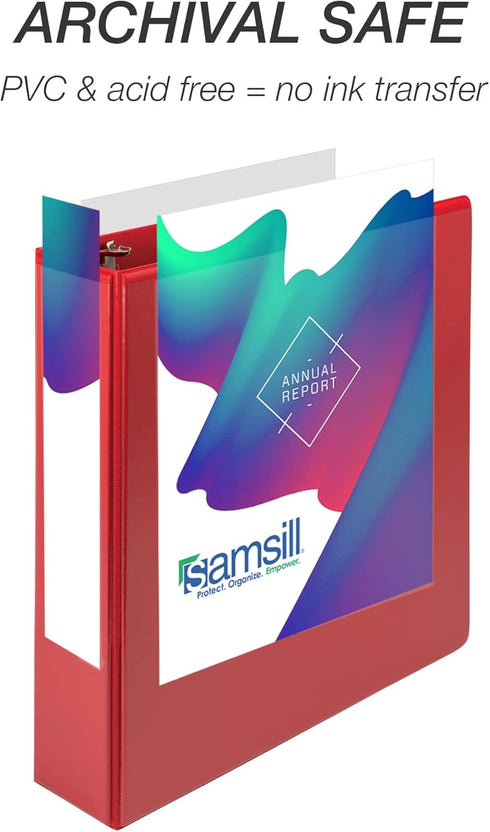 Samsill Durable 3 Inch Binder, Red, Made in the USA, D Ring Binder, Holds 625 Pages