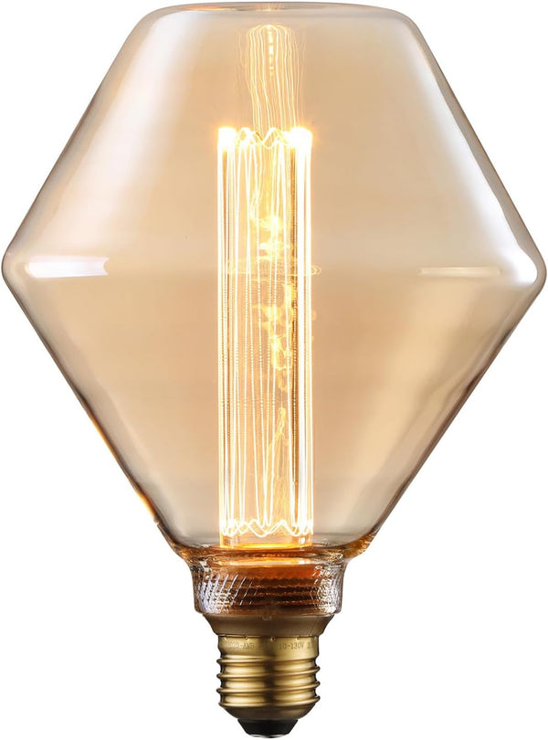 Angular Aesthetics Series LED Decorative Light Bulb, Dimmable Rhombus Vintage Edison Bulb, 2000K Soft Warm