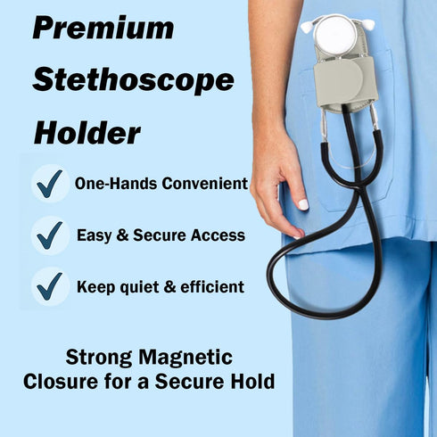 FDAKIT 3M Magnetic Stethoscope Holder Clip Secure Hands-Free Pu Leather Lightweight Portable Holster for Physicians