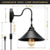Set 2 Plug in Wall Sconces, Vintage Plug in Wall Lamp of with On/Off Switch, Metal Black Industrial Wall Mounted Light