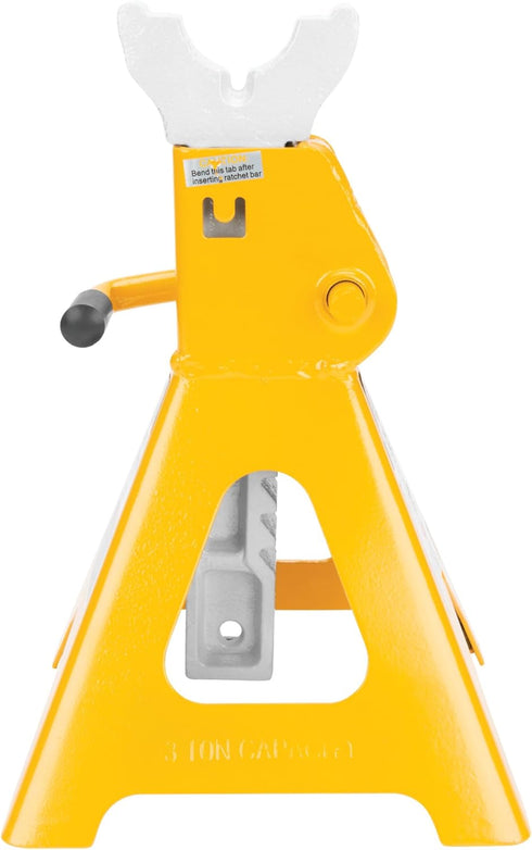 Performance Tool Ratchet Style Jack Stand Set, 3-Ton, Yellow, for Lifting Vehicles During Maintenance