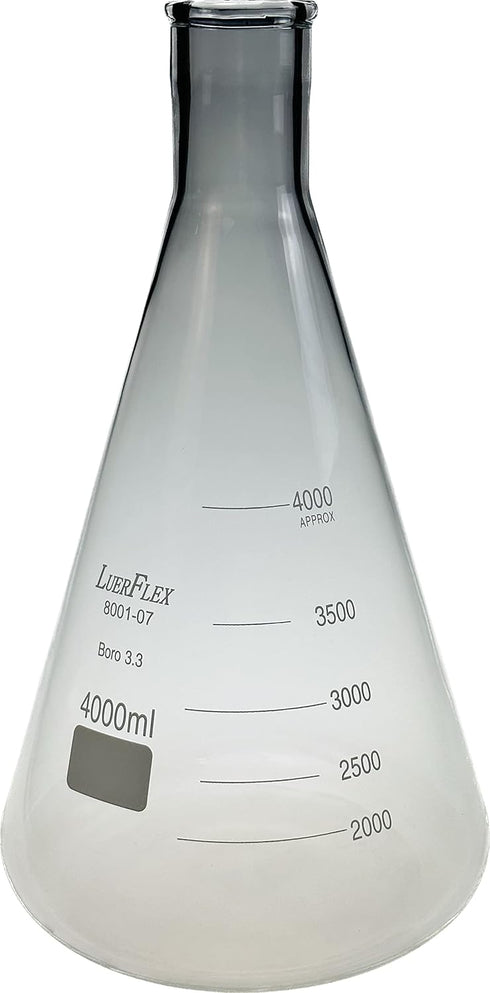4000ML 1GAL Borosilicate Glass Erlenmeyer Flask, Pack of 1