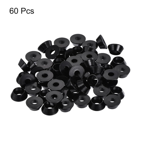 MECCANIXITY M5 Cone Cup Washers, Anodized Aluminum Gaskets for RC/FPV/PC/Drone Accessories, Pack of 60 (Black)