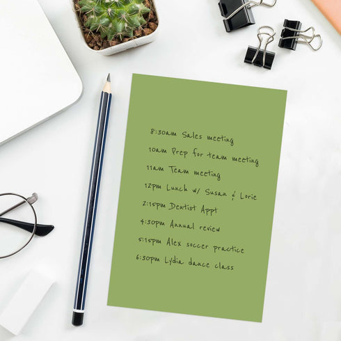 Trendy Spring Sage Sticky Note Pads, 4" x 6", Recycled, Set of Six Pads, 50 Sheets Each, Made in The USA