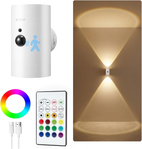 EZVALO Battery Operated Wall Sconce with Motion Sensor, 4000mAh Rechargeable Wall Light,