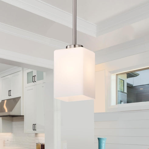 Edvivi Brushed Nickel Pendant Light, 4 in. 1-Light Mini Hanging Light Fixture