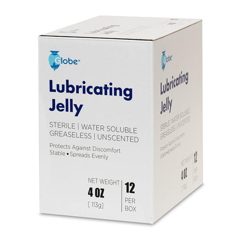 (12 Pack) 4 oz Globe Lubricating Jelly, Sterile, Water Soluble, Latex-Free, Unscented, Greaseless, for Medical Use