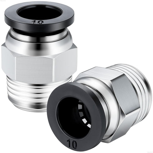Pneumatic Push to Connect Tube Fitting, Male Straight 10mm Tube OD x 3/8”NPT Air Line Fittings, Pack of 10