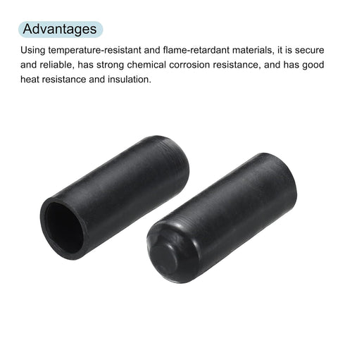 MECCANIXITY 10Pcs Heat Shrink End Cap, 10mm ID x 30mm L, Waterproof Adhesive Tubing Caps, Black