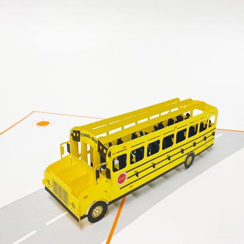 Pop Up School Bus Card - 3D Greeting Card for Happy Birthday, Congratulations, New School Year Gift