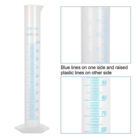 10 Pack 100ml Plastic Graduated Cylinder, Durable Transparent Measuring Cylinder with Pour Spout for Science Projects
