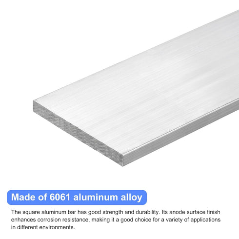 uxcell Square Aluminum Flat Bar, 5/16" Thick 3.1" Width 10" Length, 6061 Aluminum Flat Plate for Industrial Building