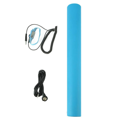 MWRF ESD Mat Kit with Wrist Strap and Grounding Cord - 18" x 30", Blue