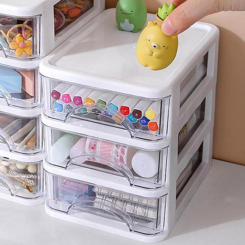 Desktop Drawer Organizer for Office Supplies - Plastic Storage Container with 5 Drawers for Stationery, Art Craft