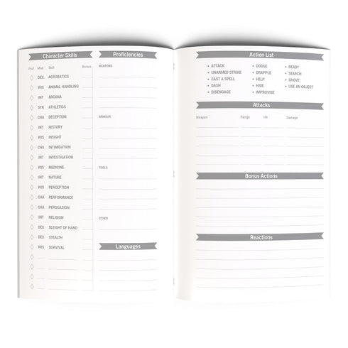 Pack 4 5E Roll & Play Press of Quest Jotters for Fantasy TTRPG Players