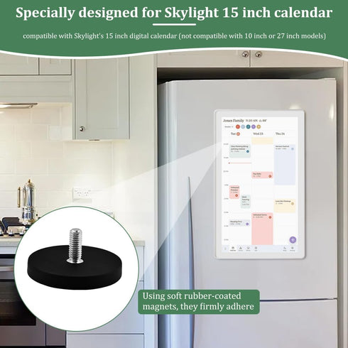Lovarisse 15" 3 1 Magnetic Mount for Sky-Light Calendar Rubber-Coated Neodymium Screws + Foam Pad, No-Drill, Easy