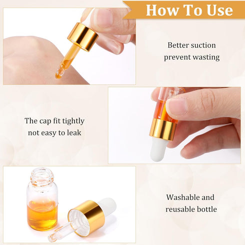 100 Pcs Clear Glass Dropping Bottles Mini Essential Oil Dropper Bottles with Black Cap Tiny Storage Jars for Perfumes