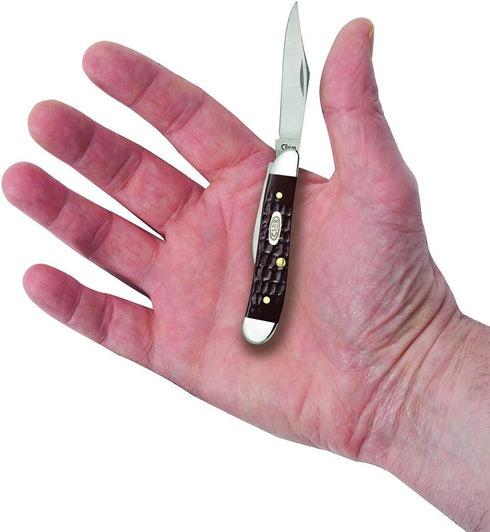 WR XX Pocket Knife Brown Synthetic Jigged Peanut Case Item #046 - (6220 SS) - Length Closed: 2 7/8 Inches