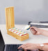 Business Card Holder - Bamboo Organizer with 5 Compartments for 600 Cards, Wood Desk Organizer, 4.5’’W x 10.4’’D