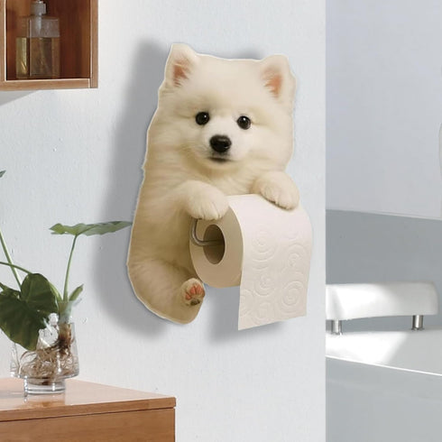 Generic 3D Dog Paper Towel Rack, Wall Mount Resin Dog Shaped Toilet Roll Holder, Funny Animal Paper Towel Holder